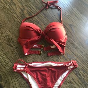 NWOT Red Rust Twist Tie Bikini
